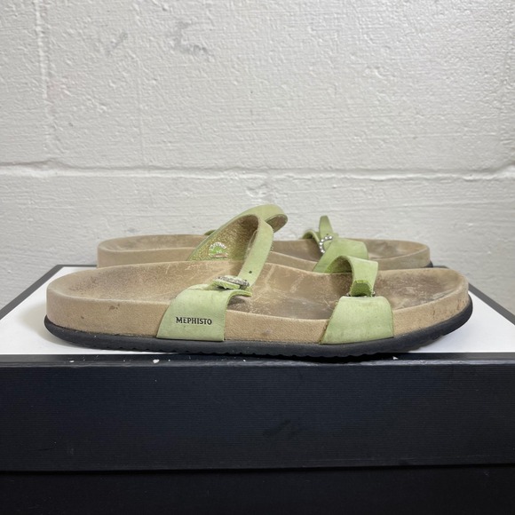 Mephisto Shoes - Mephisto Norie Green Nubuck Leather Slide Sandals Slip On Women's 41 EU/11 US